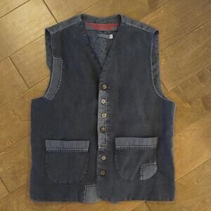 Dr.Collectiors V Neck Button Up Utility Vest Dark Gray Mens Size XS